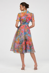 Lavender Marcel Organza Shirt Dress in Whisper Blue Zen in Bloom Formal Dress