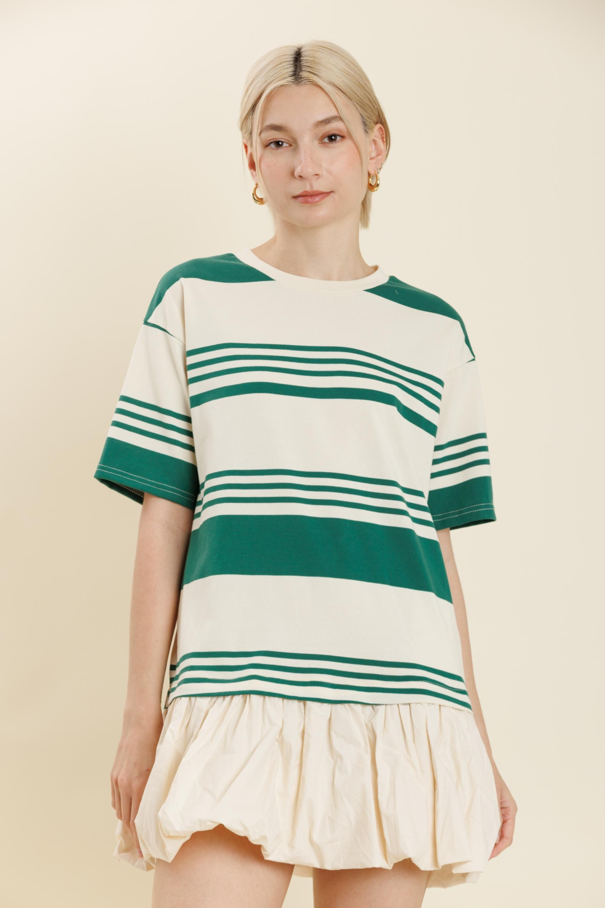 Georgia Striped Bubble T-Shirt Dress Green / S