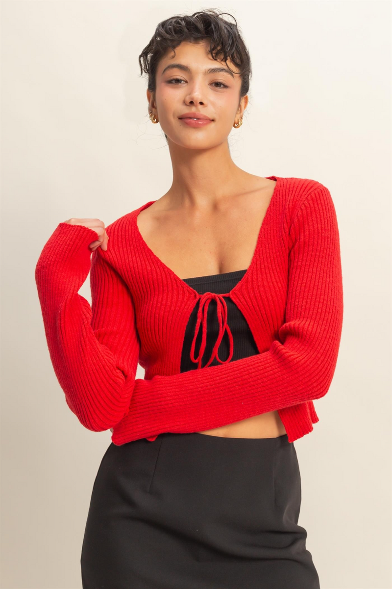 Bisque Marie Tie Front Cardigan Cardigan