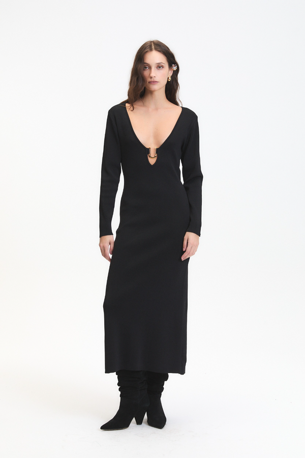 Dark Slate Gray Maurice Knit Dress Maxi Dress