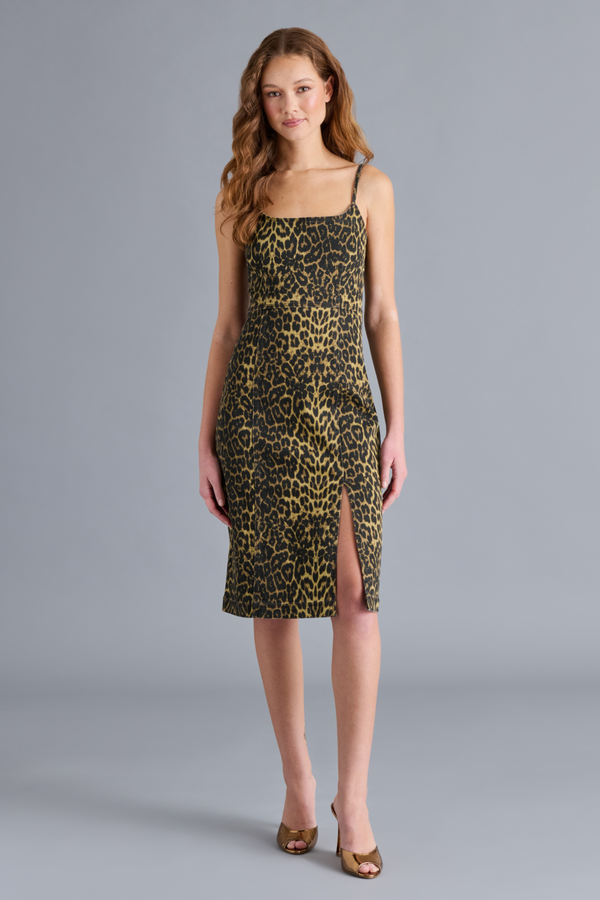 Dark Gray Giselle Dress in Hot Spots Midi Dress