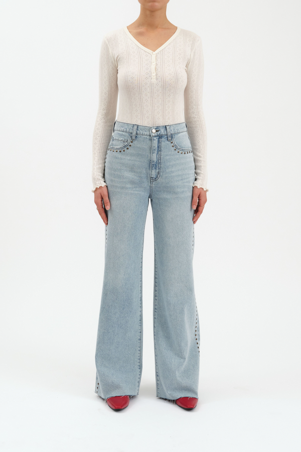 White Smoke Far Out High Rise Wide Leg | Lets Dance Jeans