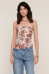 Light Gray Dali Top in Paisley Top