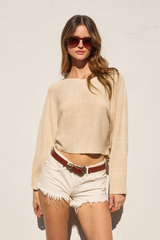 Light Gray Aspen Batwing Cropped Top Top