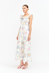 White Smoke Willow Floral Midi Dress Midi Dress