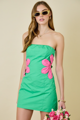 Tan Flower Power Tube Mini Dress Mini Dress