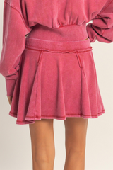 Pale Violet Red Toni Acid Wash Skort Skort