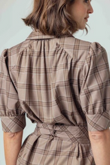 Rosy Brown Kambry Dress in Mocha Plaid Mini Dress