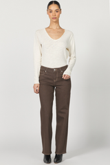 Light Gray Taylor Mid Rise Clean Hem Jean | Dark Khaki Jeans