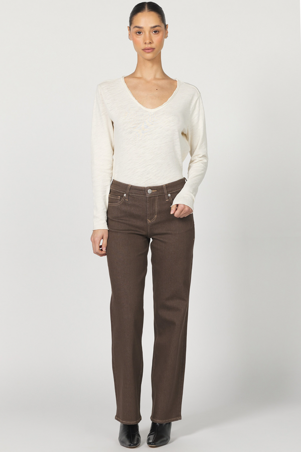 Light Gray Taylor Mid Rise Clean Hem Jean | Dark Khaki Jeans