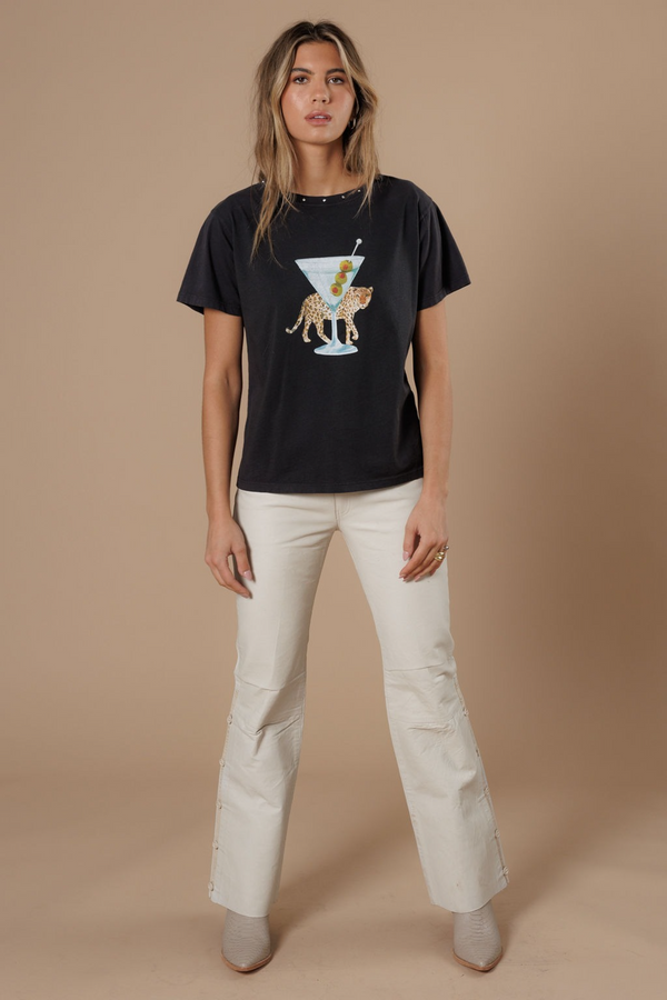 Rosy Brown Leopard Martini Wide Boy Tee Tee