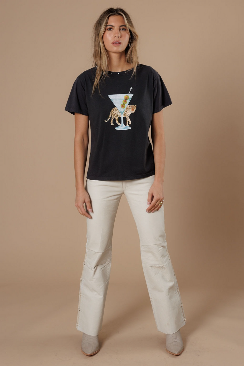 Rosy Brown Leopard Martini Wide Boy Tee Tee
