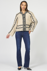 Light Gray Luanna Cardigan in Black/Cream Cardigan