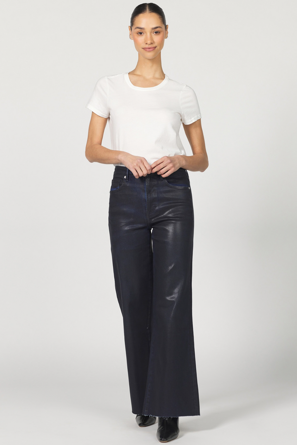 Light Gray Fiona High Rise Wide Leg Coated Jean | Denim Paint Jeans