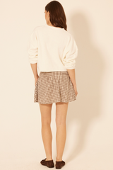 Bisque Young Skirt in Cream Plaid Mini Skirt