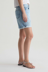 Light Gray Ex-Boyfriend Mid Rise Bermuda Short | Soft Focus Denim Shorts