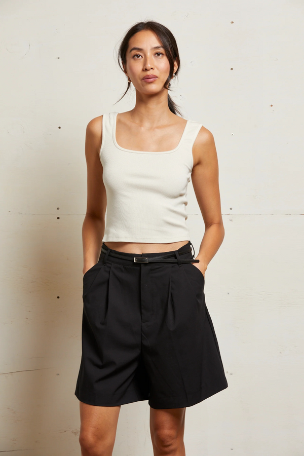 Light Gray Kaitlyn Lux Rib Binded Tank Tank