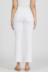 Lavender Jeanne Mid Rise Cropped Flare Jeans | White Jeans