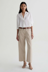 Light Gray Hattie Crop High Rise Barrel | Sulfur Light Taupe Jeans