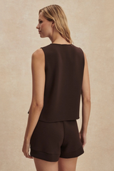 Gray Josie Button-Through Tank Tank