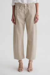 Rosy Brown Hattie Crop High Rise Barrel | Sulfur Light Taupe Jeans