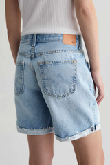 Light Gray Ex-Boyfriend Mid Rise Bermuda Short | Soft Focus Denim Shorts