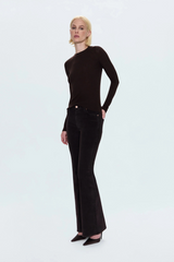 Lavender Kinsley Mid Rise Ultra Flare | Mocha Jeans