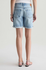 Light Gray Ex-Boyfriend Mid Rise Bermuda Short | Soft Focus Denim Shorts