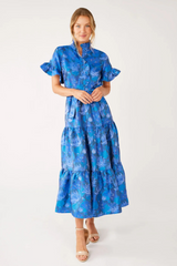 Lavender Sadie Maxi Dress Blue Floral Silhouette Jacquard Maxi Dress