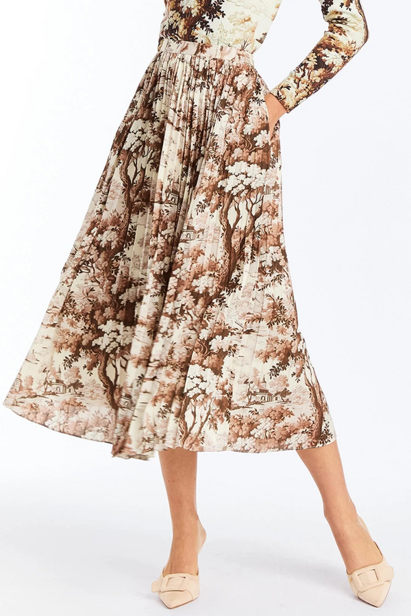 Antique White Daniella Midi Skirt in Chestnut Toile Midi Skirt