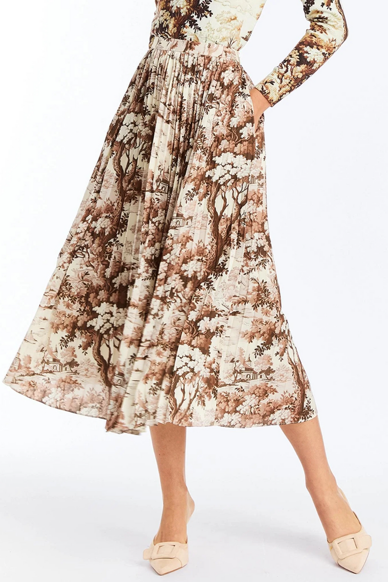 Antique White Daniella Midi Skirt in Chestnut Toile Midi Skirt