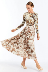 White Smoke Daniella Midi Skirt in Chestnut Toile Midi Skirt