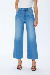 Steel Blue Lana Crop High Rise Ultra Wide Leg Jean | Wild Heart Jeans