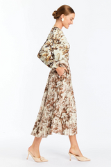 White Smoke Daniella Midi Skirt in Chestnut Toile Midi Skirt