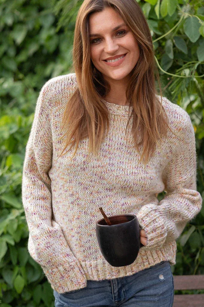 Dark Olive Green Josef Marled Crew Chunky Sweater