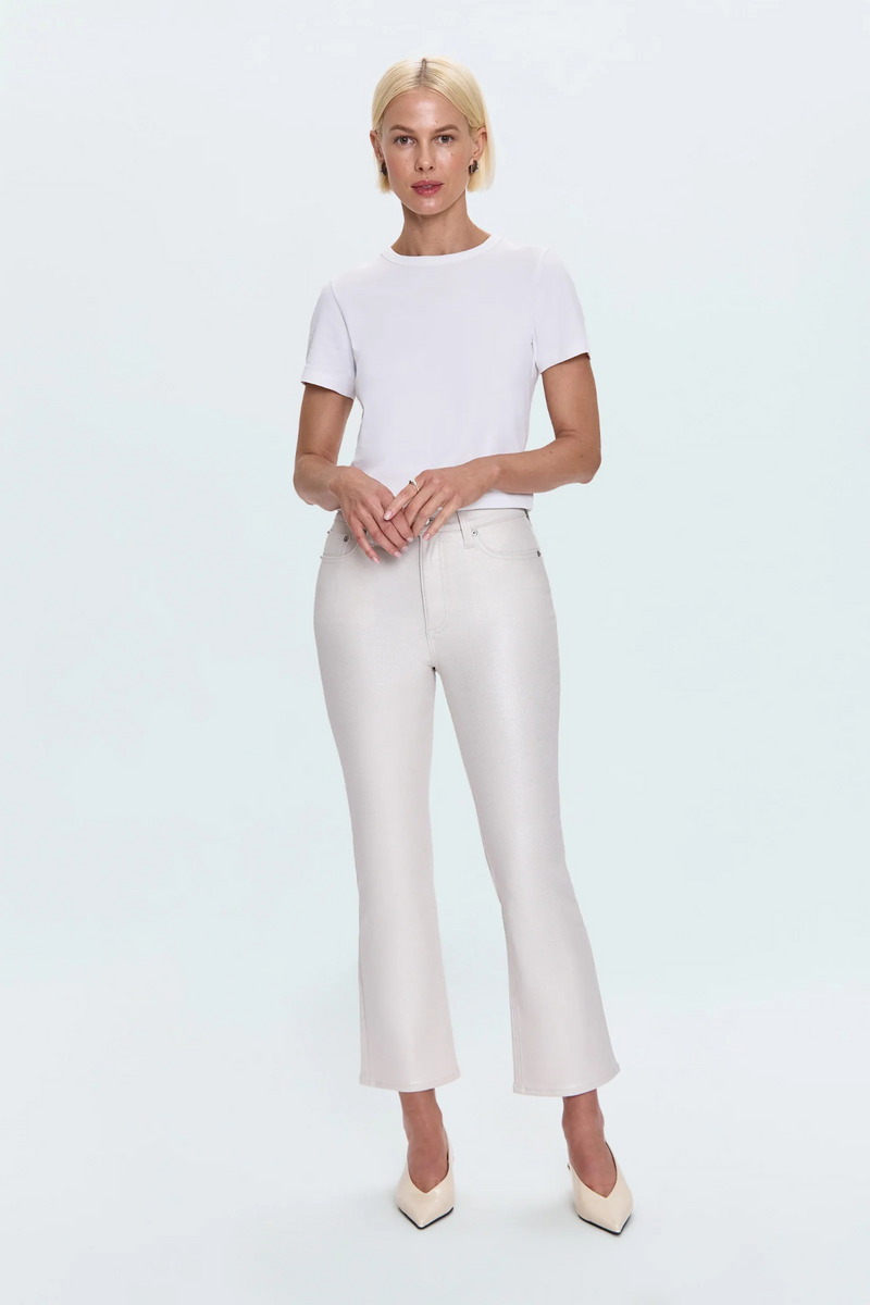Lavender Lennon High Rise Coated Boot Jean | Ivory Luster Pant