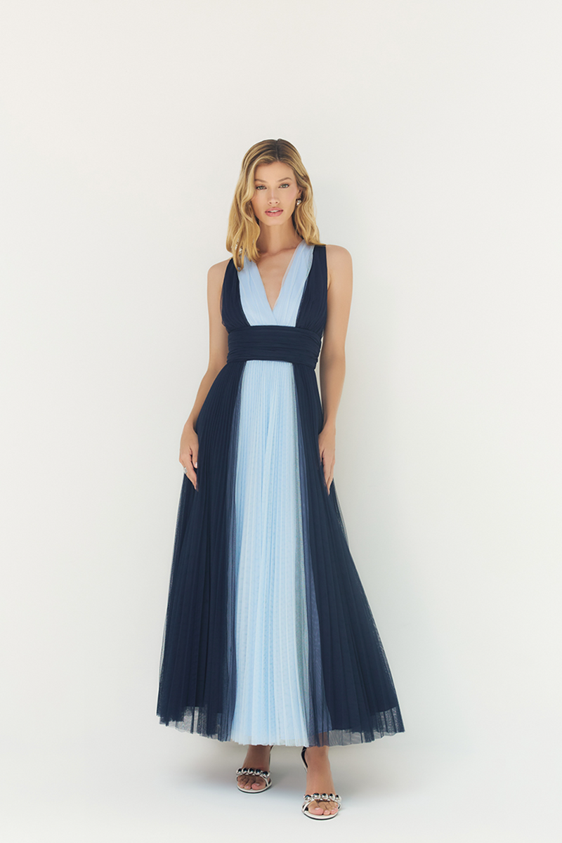 Valetta Gown in Blue Colorblock  Two Cumberland