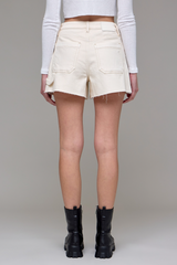 Dark Gray Ava High Rise A Line Short | Ecru Denim Shorts