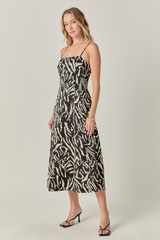 Gray Animal Print Midi Dress Midi Dress