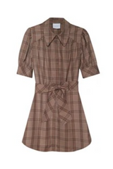 Dim Gray Kambry Dress in Mocha Plaid Mini Dress