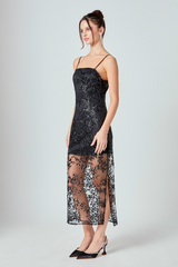 Light Gray Sequins Embroidered Cocktail Dress Maxi Dress