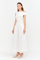 Lavender Audrey Mixed Media Asymmetrical Midi Midi Dress