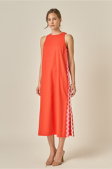 Gray Sleeveless Ric Rac Midi Dress Midi Dress