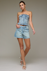 Ava High Rise A Line Short 4" Inseam | Vintage Wash