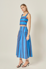 Light Gray Bold Stripe Midi Skirt Midi Skirt