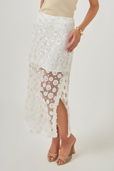 Flower Sequin Sheer Midi Skirt