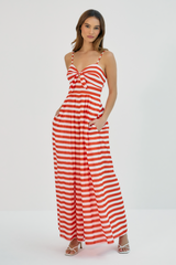 Light Gray Monica Jumpsuit in Ivory/Red Jumpsuit