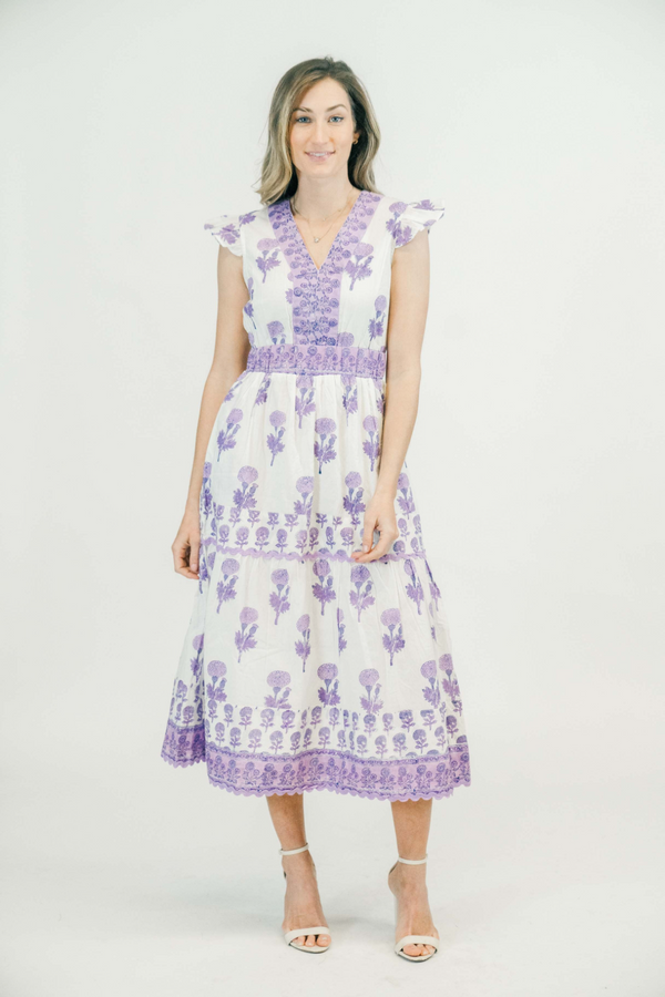 Light Gray Hallie Midi | Amethyst Midi Dress