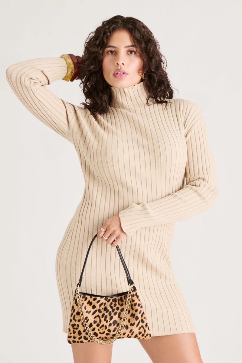Antique White Jagger Shoulder Bag in Leopard Calf Hair Handbags