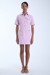 Lavender Flora Denim Mini Dress Mini Dress